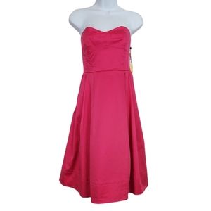 CALVIN KLEIN Strapless Bustier Pink Cotton Spandex Cocktail Party Dress Sz 4 NWT